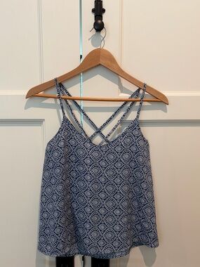 Hollister Blue Geometric Crisscross Back Tank Top Size XS